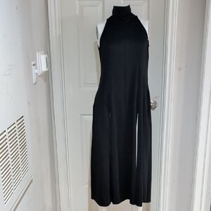 Vintage Lew Magram Black Halter Midi Dress - Elegant Sleeveless Design Women's M